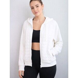 Old Navy Dynamic Fleece Quilted Hoodie Activewear Minimalistic White Women's L